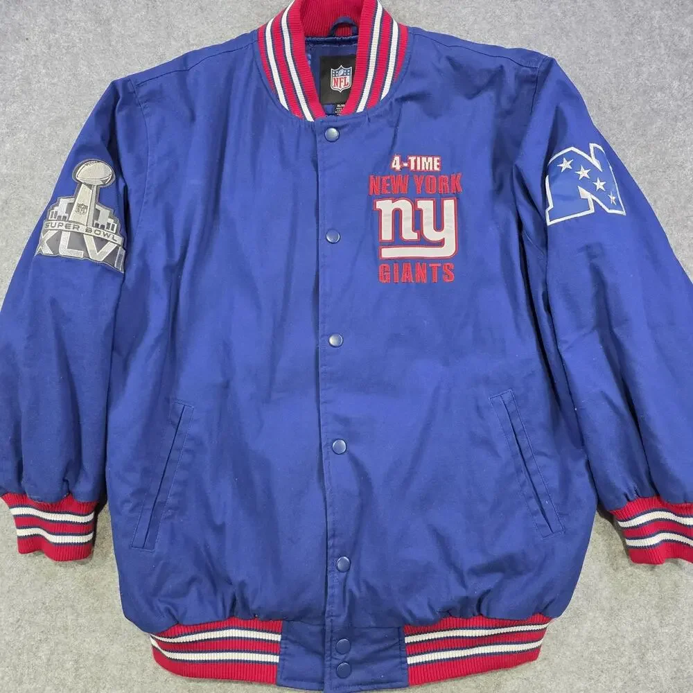 New‎ York Giants Varsity Jacket Mens XL Blue NFL Football Super Bowl Champions